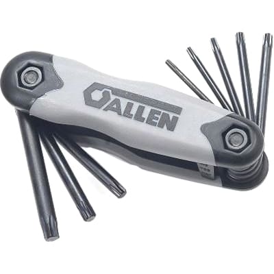Apex Tool Group Mfr. 56634G Allen Wrench, 8-Key Fold-Up Torx Set, Tempered Alloy Steel, Dual Material Case