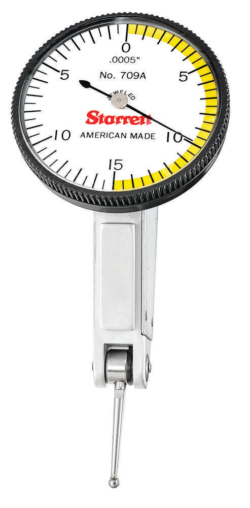 Dial Test Indicator With Dovetail .030" Range 0-15-0 Dial Face .0005" Graduations