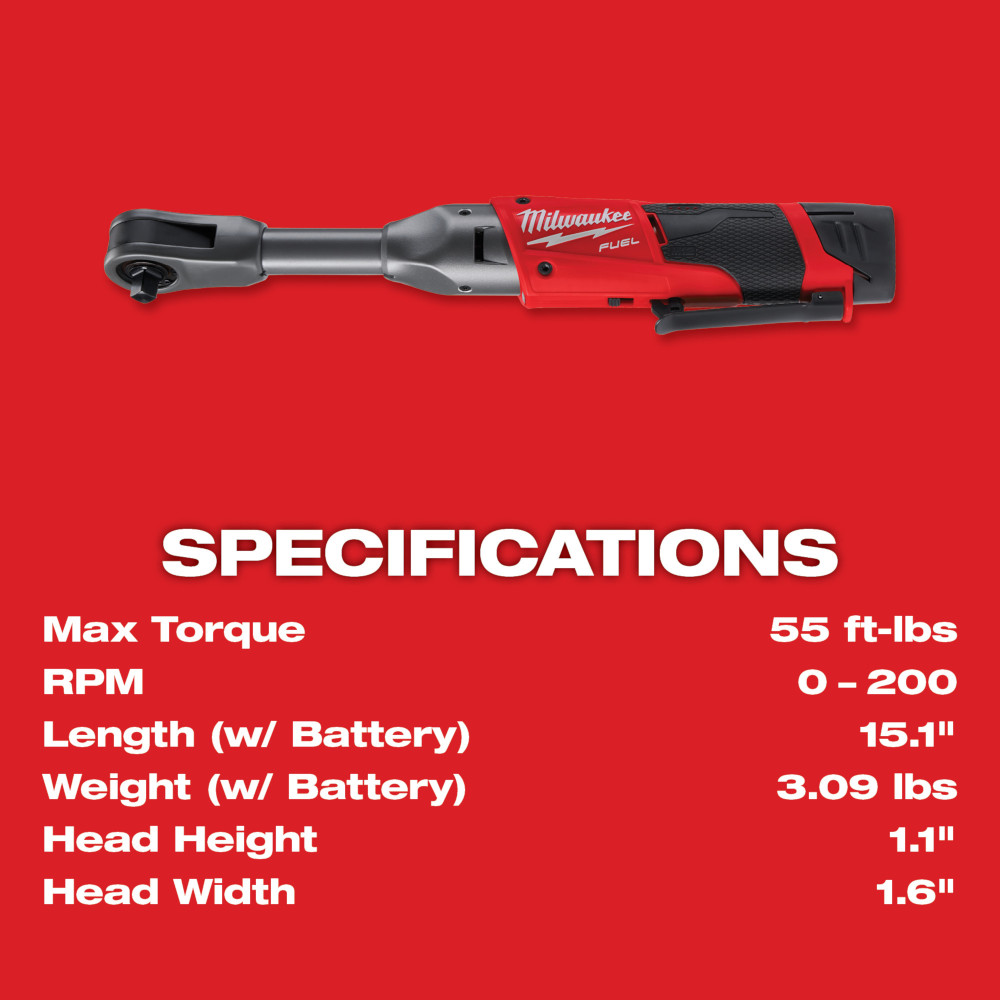 M12 FUEL™ 3/8 In. Extended Reach Ratchet 1 Battery Kit