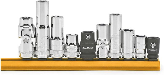 GEARWRENCH Jeu de 10 Douilles 1/4" & 3/8" 6 Pans, 10mm