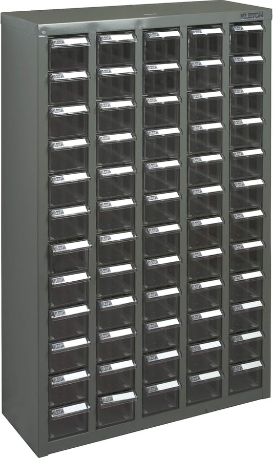 KPC-500 Parts Cabinet, Galvanized Steel, 60 Drawers, 22-3/5" x 8-7/10" x 36-9/10", Grey