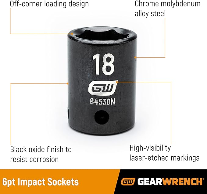 GEARWRENCH Jeu de 14 Douilles à Chocs Profondes 1/4" 6 Pans, Métrique - 84909