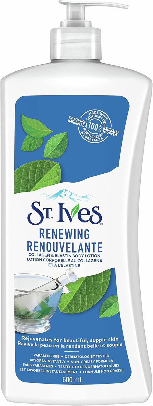 St. Ives, lotion corporelle renouvelante au collagène et à l’élastine, glycérine, 600 ml