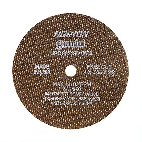 Gemini Cut-Off Wheel - 4 in Wheel Dia., 0.035 in Wheel Thickness, 3/8 in Center Hole Diameter, 19100 rpm