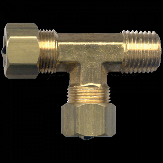 Raccord en T à compression mâle, laiton, diamètre extérieur du tube 1/4 x tuyau mâle 1/8