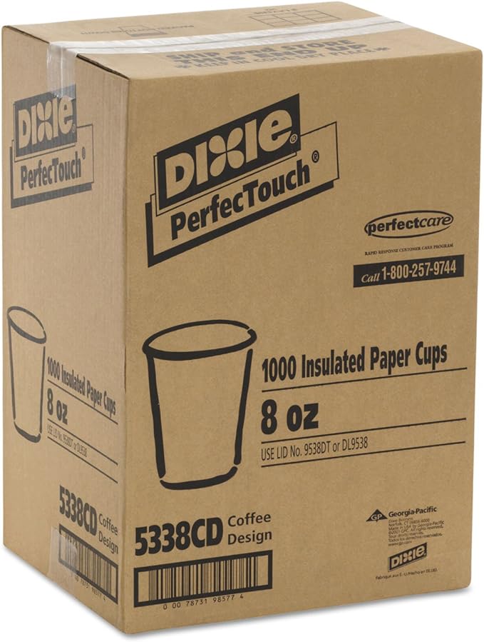 Perfectouch® 8oz Insulated Paper Hot Coffee Cups, 50/pk, 20pk/cs