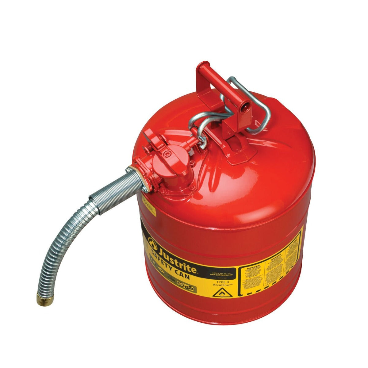 Steel Safety Can for Flammables, Type II, AccuFlow™, Red, 5gal, 1" Metal Hose