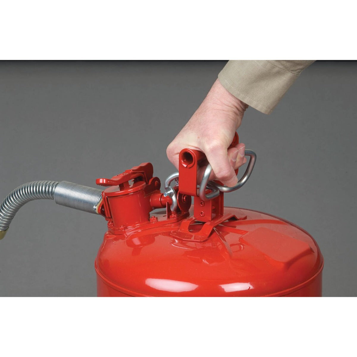 Steel Safety Can for Flammables, Type II, AccuFlow™, Red, 5gal, 1" Metal Hose
