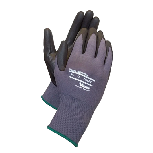 Gants Viking® Foam Nitri-Dex, noir et bleu, tricot nitrile et nylon, taille 9