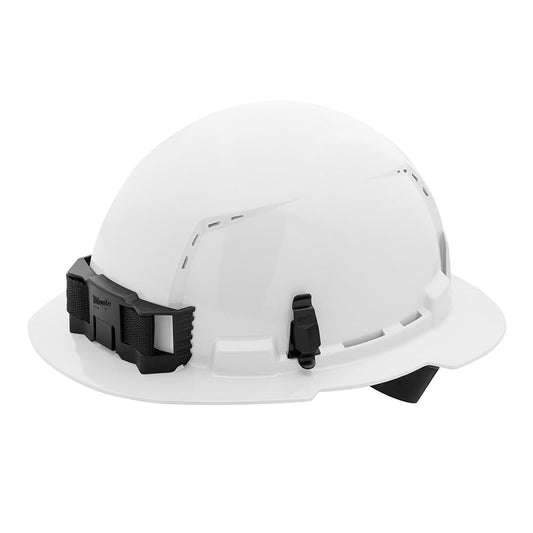 White Full Brim Vented Hard Hat White/4pt Ratcheting Suspension - Type 1, Class c, 5/PK