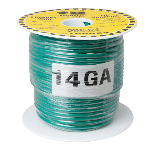 GPT (General purpose thermoplastic) primary wire - 14 ga - 100 ft - green
