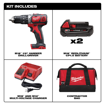 M18™ Compact 1/2 In. Hammer Drill/Driver Kit With Compact Batteries