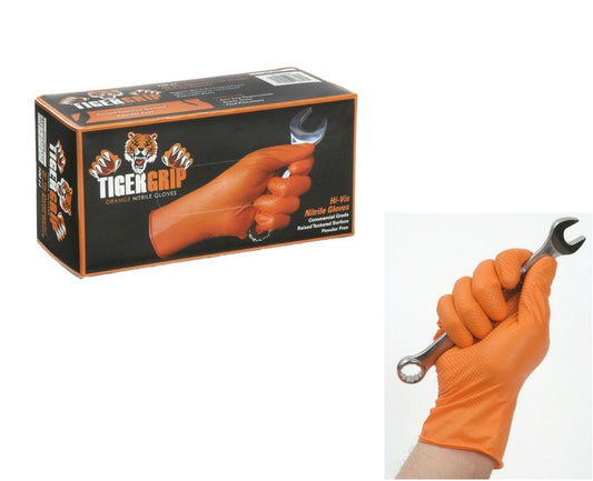 TigerGrip, 8mm Hi Viz Nitrile Gloves, Orange, XXL, 90/bx