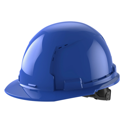 Bolt™ Front Brim Hard Hat White/6pt Ratcheting Suspension, Vented - Type 1, Class e, Blue