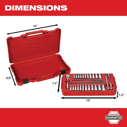 50 Pc. Ratchet & Socket Set-SAE/Met