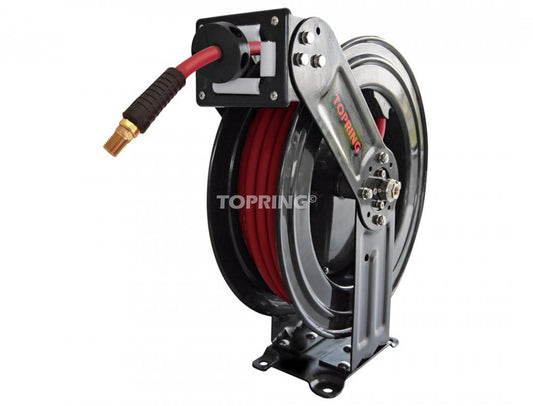 L Hose Reel With 3/8 I.D. 33 ft. Rubber Hose, Topreel HD Model with Airflex Premium Hose
