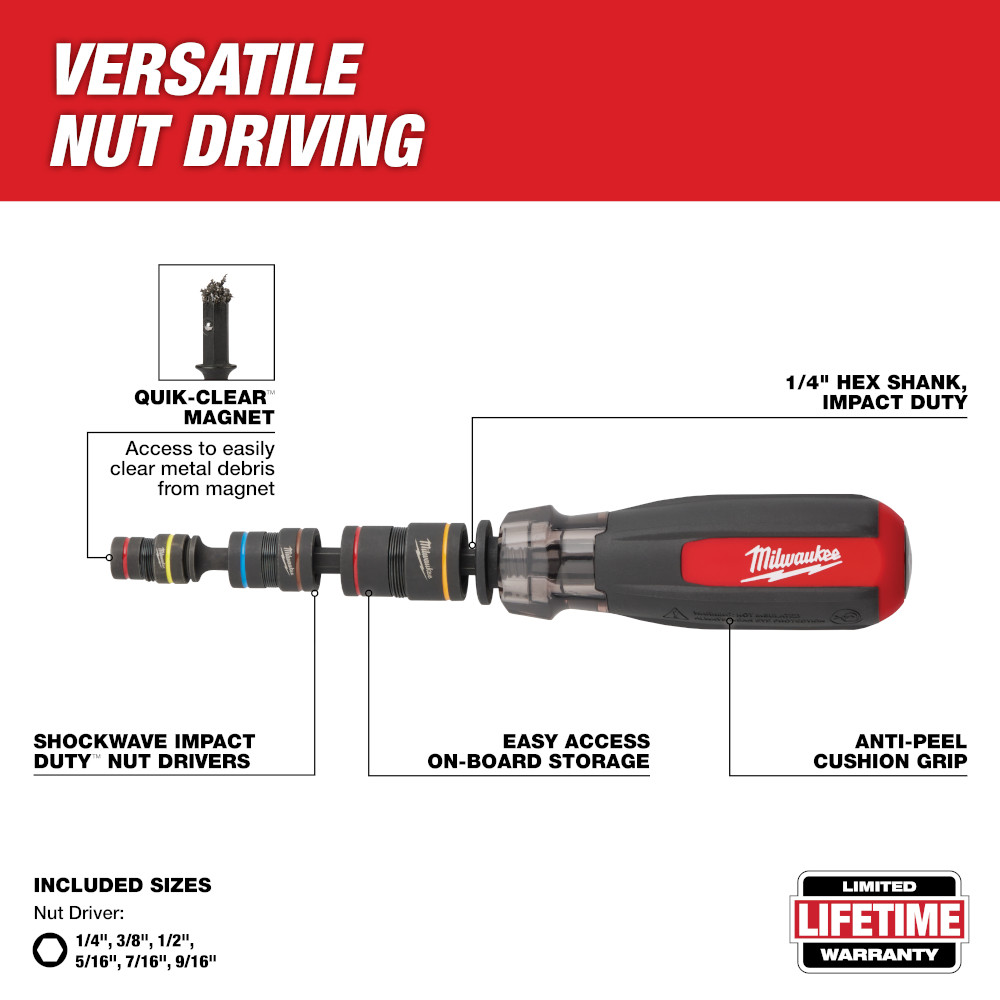 Multi-Nut Driver W/ SHOCKWAVE Impact Duty™ Magnetic Nut Drivers