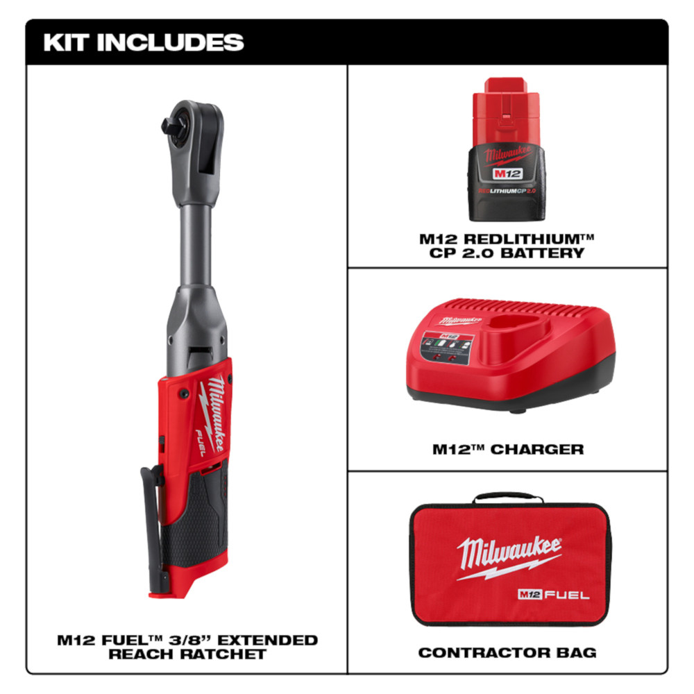 M12 FUEL™ 3/8 In. Extended Reach Ratchet 1 Battery Kit