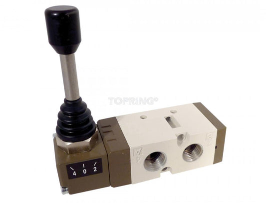 5/3-Way Manual Valve With Spring Lever 1/4 (F) NPT, Optima Model