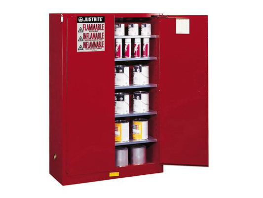 60 Gallon, 5 Shelves, 2 Doors, Manual Close, Paint Safety Cabinet, Sure-Grip® EX, Red - 894511