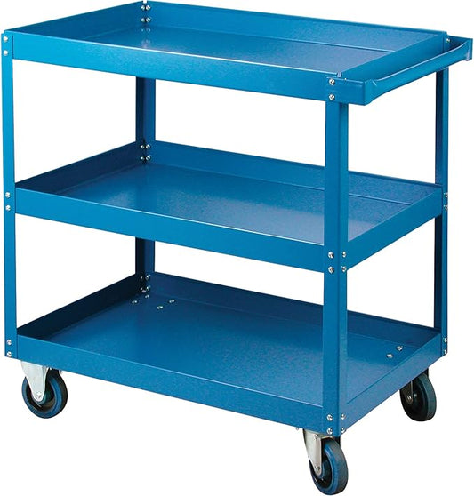 Shelf Carts , 3 Tiers, 24" W x 36" H x 36" D, 900 lbs. Capacity, Blue Wheels