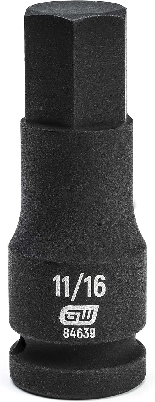 Clé à engrenages 84639 Douille à chocs hexagonale 1/2" SAE 11/16", noire