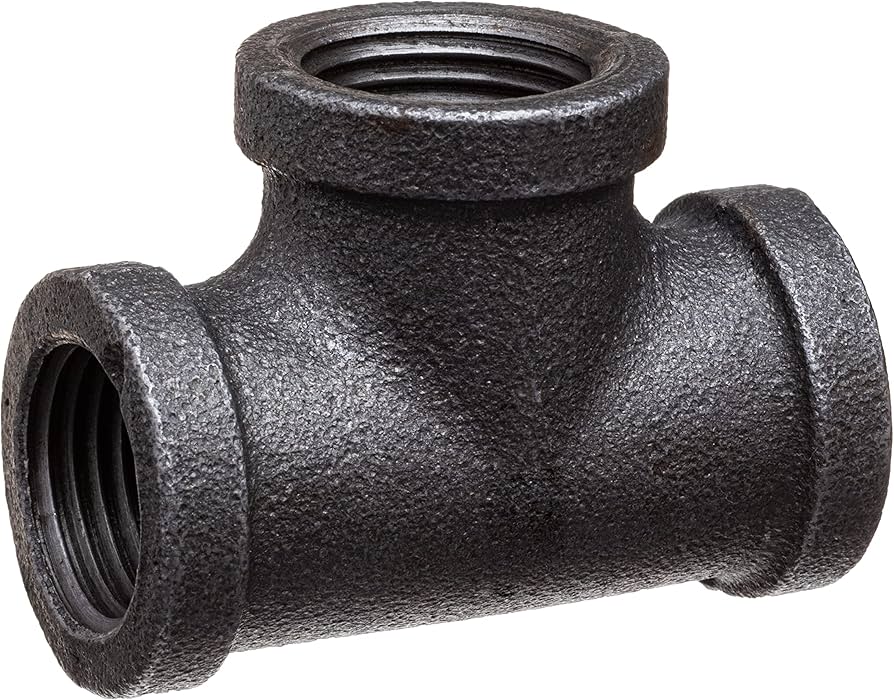 Tee Fitting, 2 In, Malleable Iron, Black