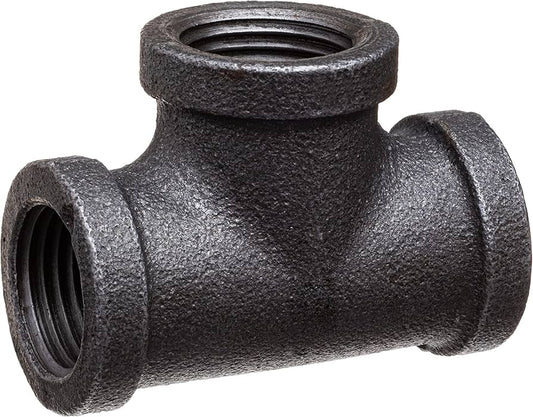 Tee Fitting, 2 In, Malleable Iron, Black