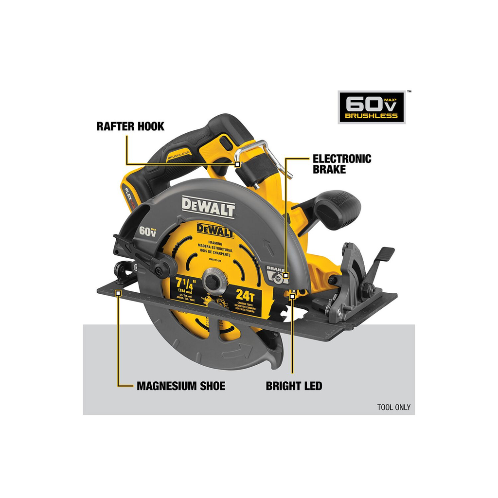 DEWALT 60V MAX* Brushless Cordless 7-1/4 in. Circular Saw with Electronic Brake (Tool Only)