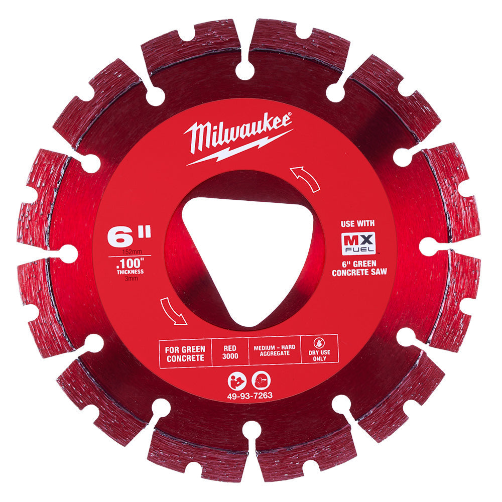 Diamond Blade For Green Concrete 6" x .100" Red