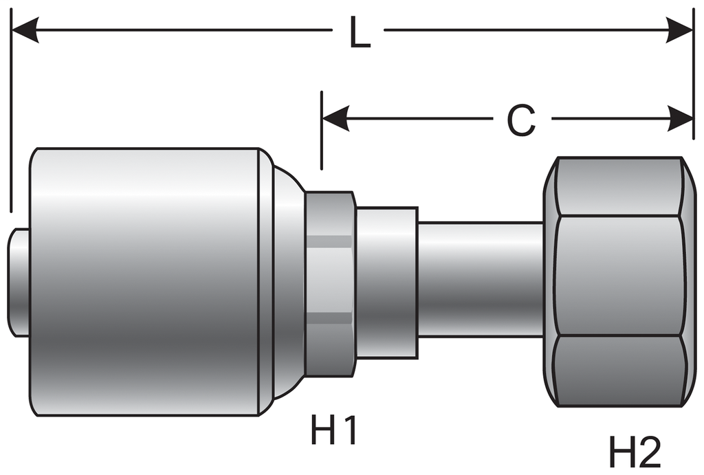 710308265 Crimp-On Fitting - 5/8 in Hose ID, #10 JIC 37° Flare, 10G-10FJX