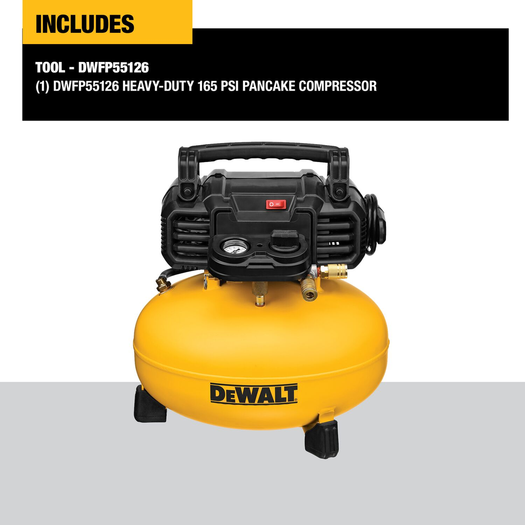 DEWALT Pancake Air Compressor, 6 Gallon, 165 Psi