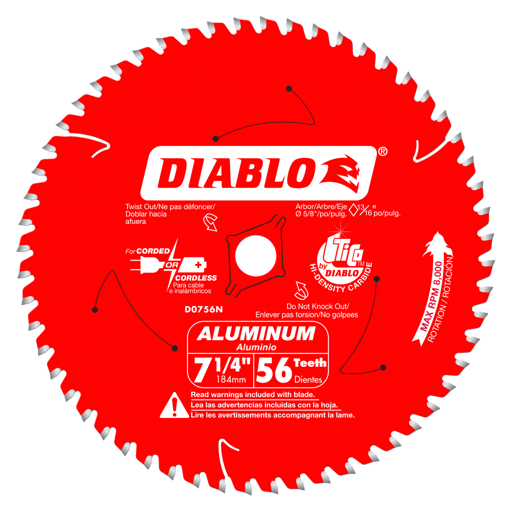 7-1/4 In. × 56 Tooth Thick Aluminum Cutting Saw Blade