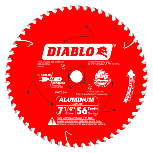 7-1/4 In. × 56 Tooth Thick Aluminum Cutting Saw Blade