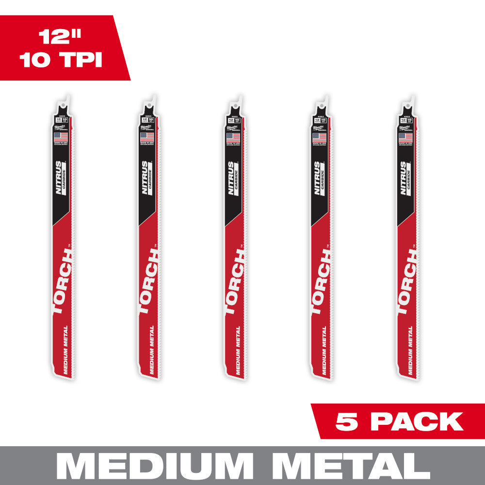 The Torch™ With Nitrus Carbide™ Teeth For Medium Metal Sawzall® Blade 12" 10tpi 5pk