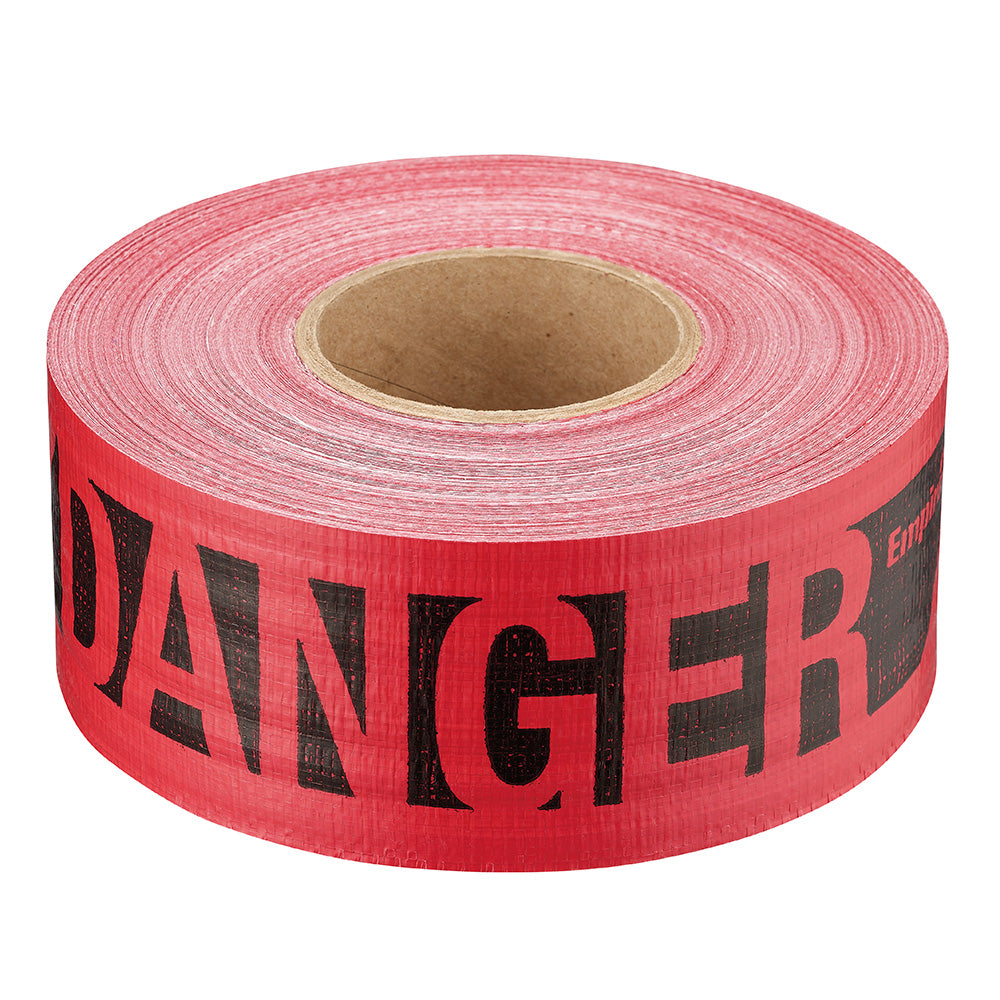 Empire® Reinforced Barricade Tape - Danger/peligro, Red, 7mm, 3''x 500', 4/PK