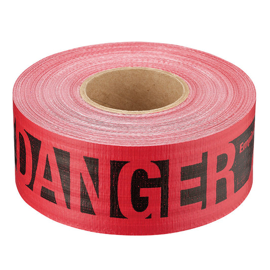 Empire® Reinforced Barricade Tape - Danger/peligro, Red, 7mm, 3''x 500', 4/PK