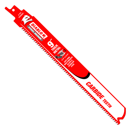 Steel Demon 9In Carbide Recip Blades For Thick Metal (3/16In – 9/16In) Cutting