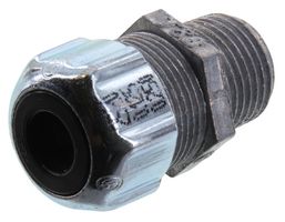 Cable Gland, Strain Relief, Straight, 1/2" NPT, 0.45 ", 0.56 ", Zinc, Die Cast, Metallic
