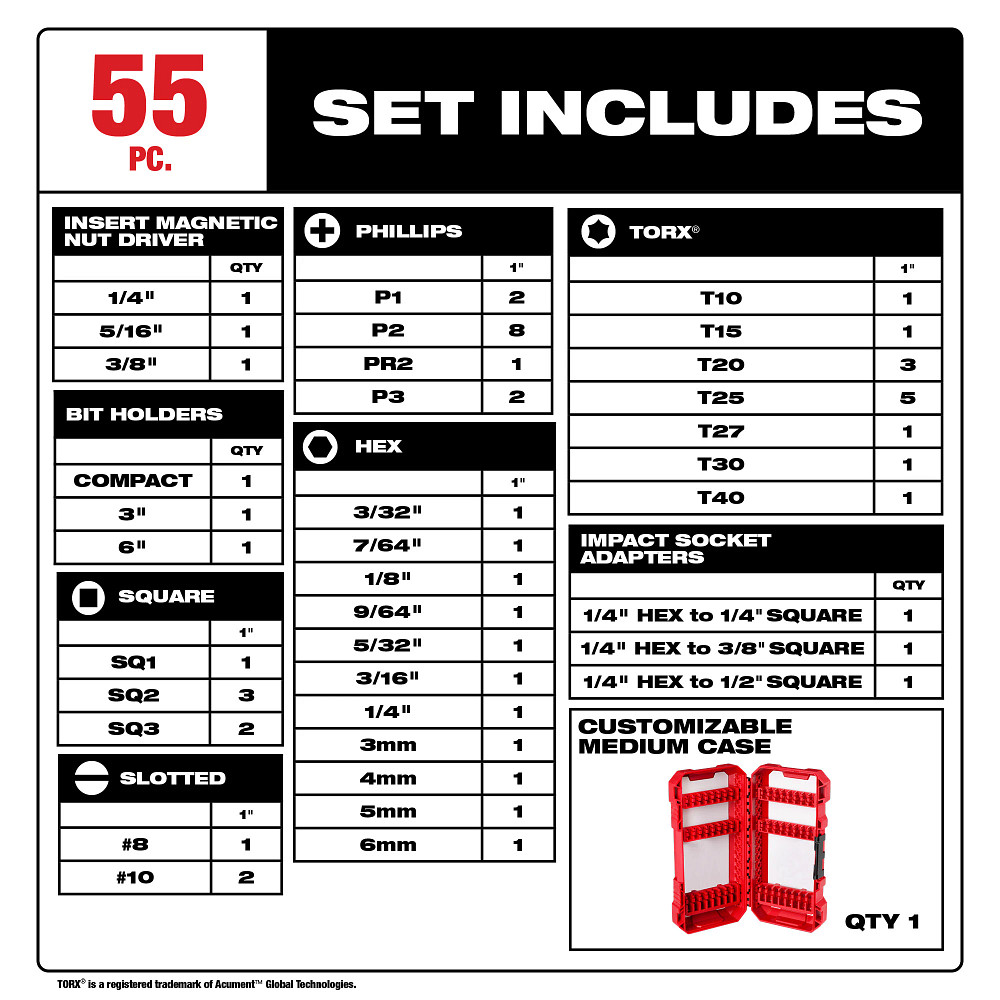 55PC SHOCKWAVE™ Impact Duty Driver Bit Set