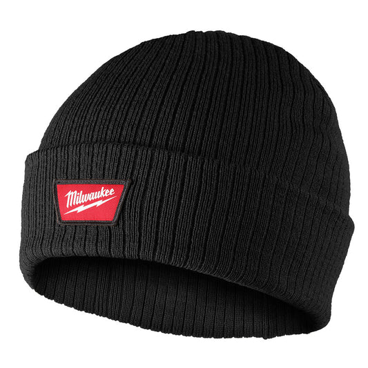 Rib-knit Cuffed Beanie - Black
