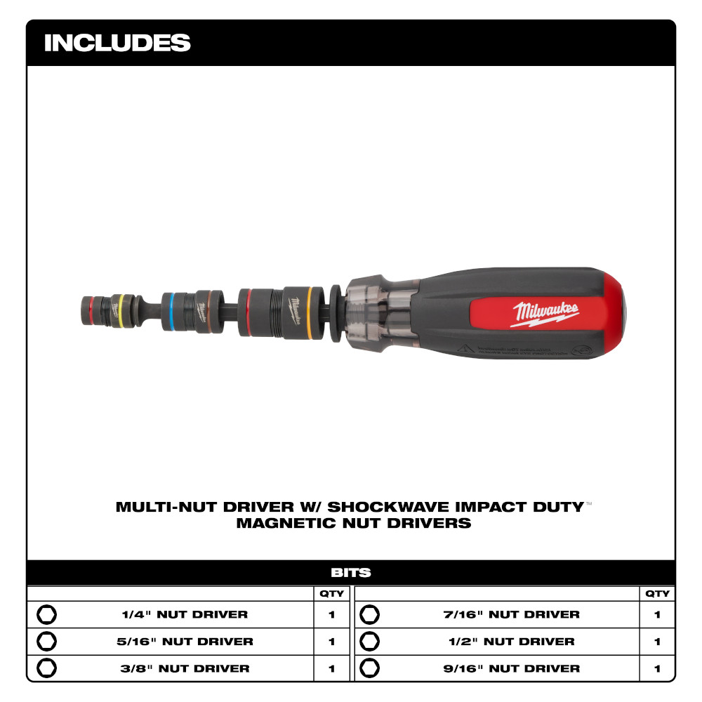 Multi-Nut Driver W/ SHOCKWAVE Impact Duty™ Magnetic Nut Drivers