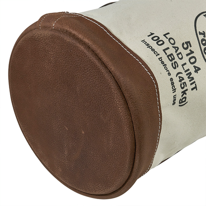 Canvas Bucket with Leather Bottom, 12-Inch