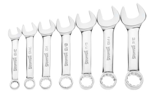 7 Piece SAE Stubby Combination Wrench Set