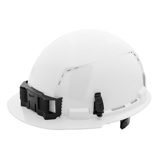 White Front Brim Vented Hard Hat White/6pt Ratcheting Suspension - Type 1, Class c, 5/PK