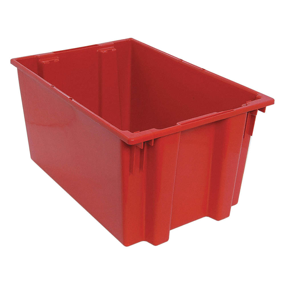 Stack and Nest Container, 27.7 Gal, 29-1/2" x 19-1/2" x 15", Red