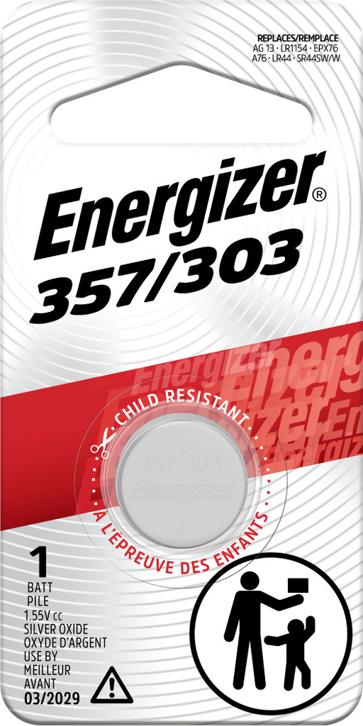 Energizer 357 303 Silver Oxide Battery 1.5V 1-Pack