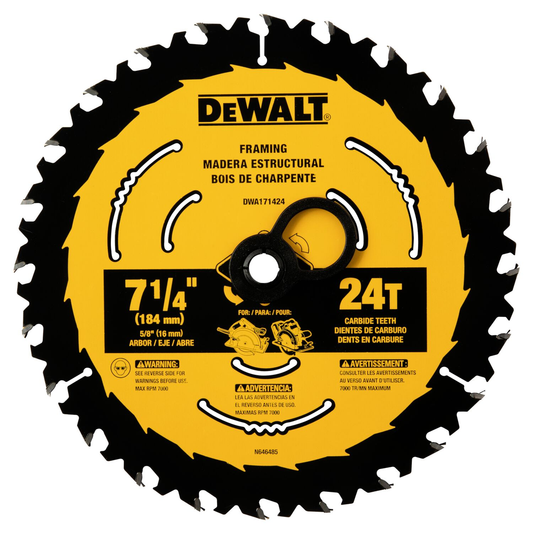DEWALT 7-1/4 In Carbide Circular Saw Blade 24 Tooth with 5/8 in Arbor (1 Pack)