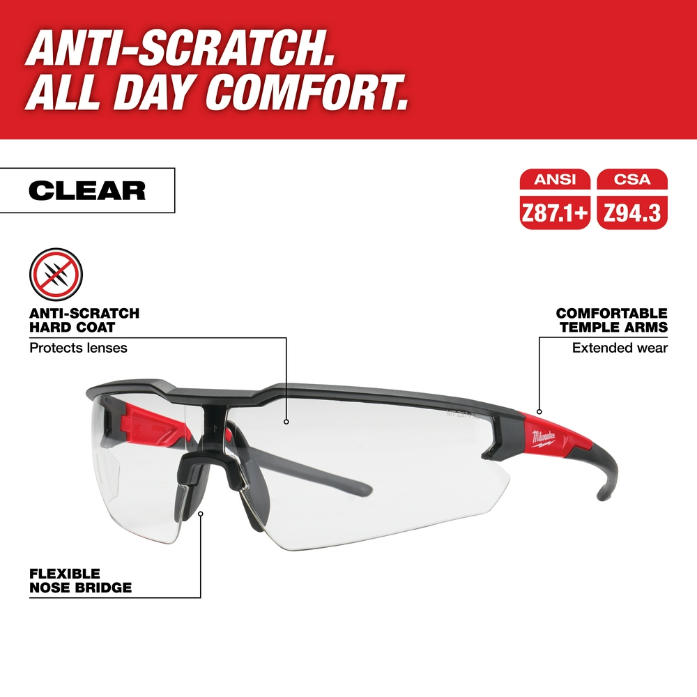 Safety Glasses Clear Anti-Scratch Lenses (Polybag)