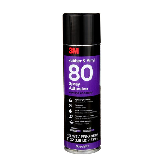3M™ Rubber and Vinyl Spray Adhesive, 80, yellow, 24 oz. (709.8 ml), 6/cs